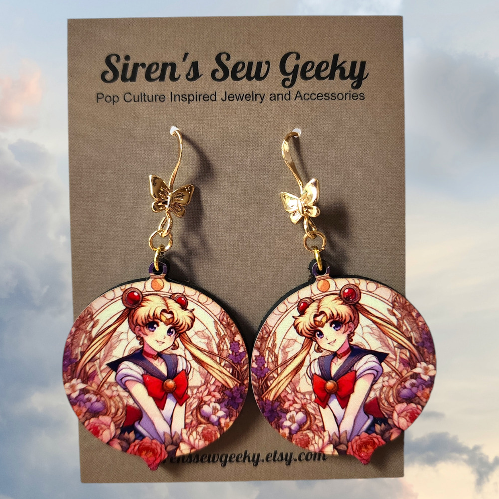 Sailor Moon Floral Fan Art Earrings